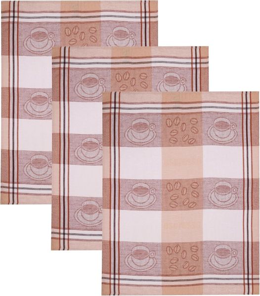 Betz Geschirrtuch 3 Stück Halbleinen Geschirrtücher Hungary Motiv Kaffee Größe 50x70 cm, (Set, 3-tlg, 3 er Set), Farbe braun