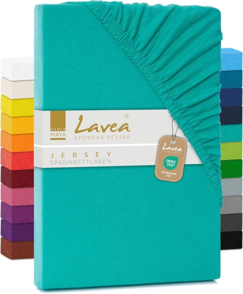 Lavea Spannbettlaken Maya, in Gr. 60x140, 90x200, 120x200, 140x200, 180x200 oder 200x220 cm, 100% Baumwolle, Gummizug: rundum, (1 Stück), Jersey Spannbetttuch für Topper, Boxspring- und Wasserbetten