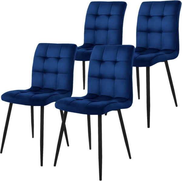 ML-DESIGN Stuhl Esszimmerstuhl mit Rückenlehne Polsterstuhl mit Metallbeine (4 St), Ergonomischer Stuhl, Dunkelblau Samtbezug Wohnzimmerstuhl Küchenstuhl