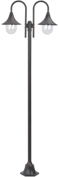 vidaXL Garten-Pollerleuchte E27 220 cm Aluminium 2-Laterne Bronze 44209
