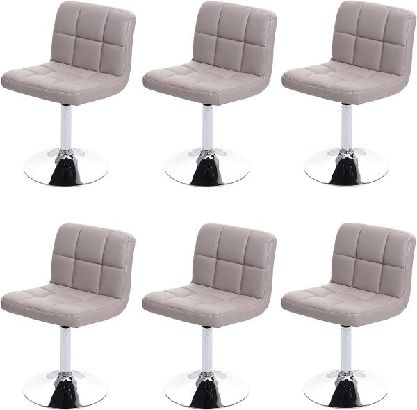 6er-Set Esszimmerstuhl Drehstuhl Stuhl Kavala Kunstleder Chrom ~ taupe-grau