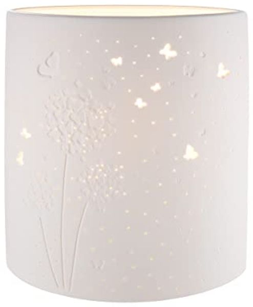 GILDE Prickel Lampe Tischlampe - Puste Blume - Dekoration - Höhe 20 cm, 32317, Weiß, Höhe 20,5 cm