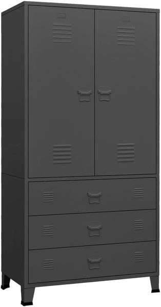 vidaXL Industrial Kleiderschrank Garderobenschrank Schlafzimmerschrank Metallschrank Lagerschrank Mehrzweckschrank Schrank Anthrazit 90 x 50 x 180 cm Metall