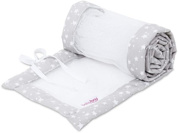 babybay Nestchen Mesh-Piqué für Maxi, Boxspring, Comfort, perlgrau Sterne weiß