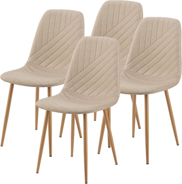 Esszimmerstuhl Köfering 4er Set Hellbraun [en. casa]