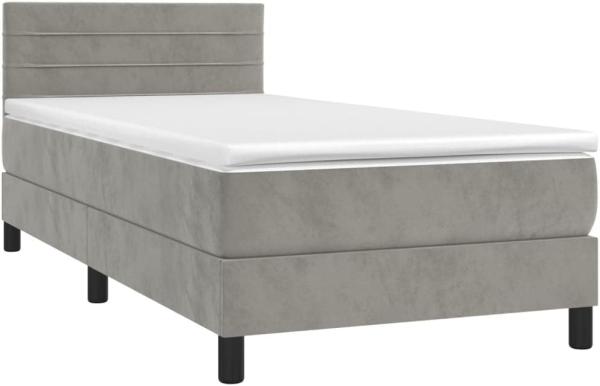 vidaXL Boxspringbett mit Matratze Hellgrau 90x190 cm Samt 3141335