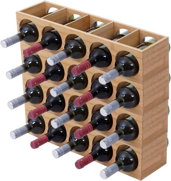 Weinregal HWC-B89, Flaschenständer Flaschenregal Weinflaschenständer, Bambus 53 x 14 x 13 cm ~ 4 Stück