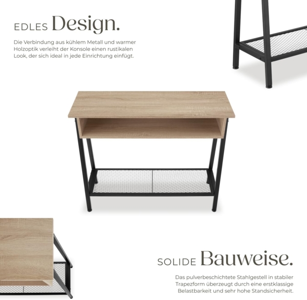 tectake Konsolentisch Beistelltisch Tralee 100x35x80,5cm (1-St, 1 tlg), Schmaler Konsolentisch im puristischen Factory-Chic Bild 5