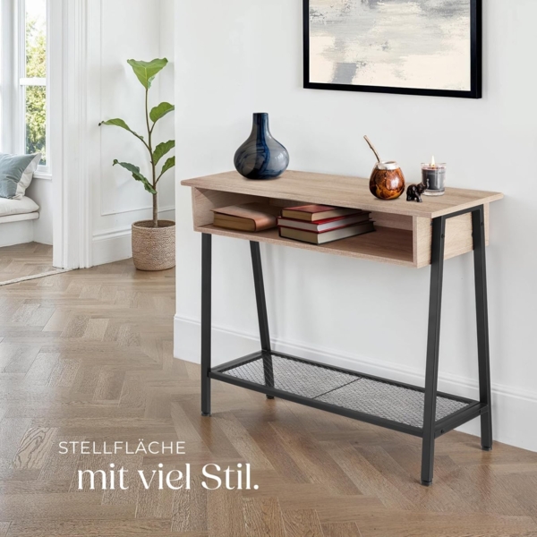 tectake Konsolentisch Beistelltisch Tralee 100x35x80,5cm (1-St, 1 tlg), Schmaler Konsolentisch im puristischen Factory-Chic Bild 2
