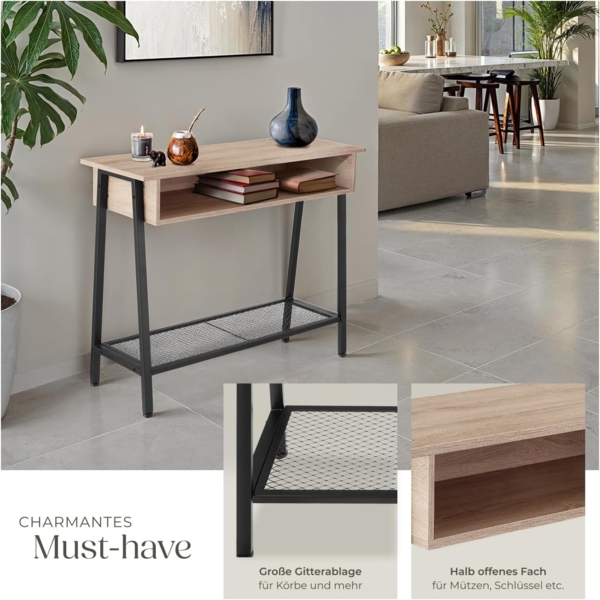 tectake Konsolentisch Beistelltisch Tralee 100x35x80,5cm (1-St, 1 tlg), Schmaler Konsolentisch im puristischen Factory-Chic Bild 6