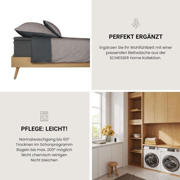 Schiesser 'Flexi' Spannbettlaken mit Gummizug, Jersey / Elasthan, Anthrazit, 180x200 cm Bild 6