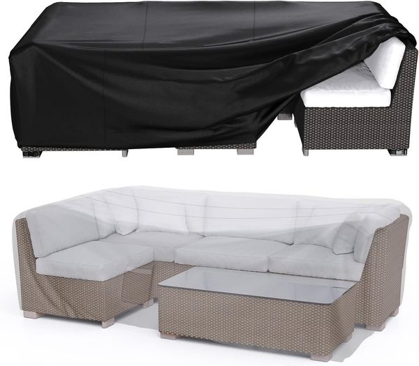 BROSYDA Schutzhülle Gartenmöbel (200 x 160 x 70 cm), Gartenmöbel Abdeckung Wasserdicht 600D ,mit Großem Lufteinlass, Gartenmöbel Abdeckung für Sofa, Tisch, Stühle, Gartentische Terrassenmöbel