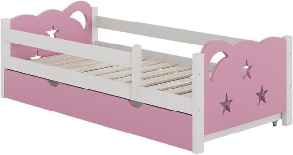 VitaliSpa Kinderbett Einzelbett Juniorbett Jessica Weiß Pink 160x80 cm modern Kinderzimmer Bett Bettschublade Rausfallschutz