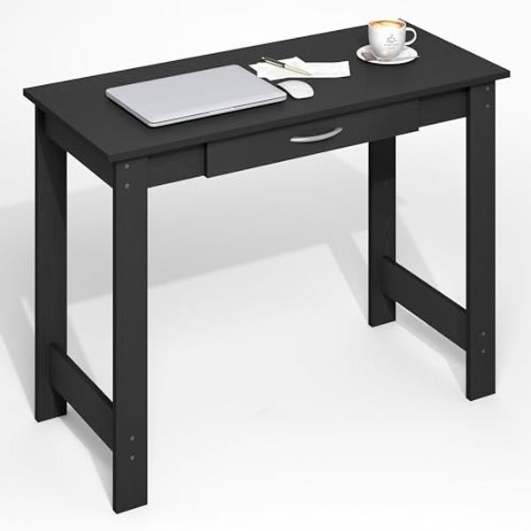 Furinno Jaya Schreibtisch, Gaming-Schreibtisch mit Schublade, Computertisch, Schreibtisch, Bürotisch für Home Office, Arbeitszimmer, Studentenwohnheim, Schlafzimmer, Darkwood