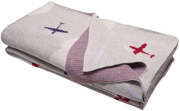 Bio Babydecke 100% Bio-Baumwolle (kbA) GOTS zertifiziert, Flugzeuge, 130x170 cm