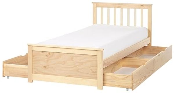 Bett mit Schubladen OLENDON 90x200 cm Holz Heller Holzfarbton