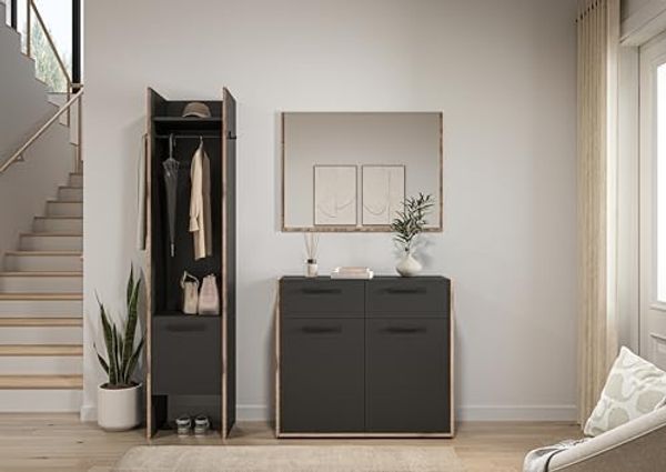Garderoben-Set >Bueno< in Basalt - 152x189x37cm (BxHxT)
