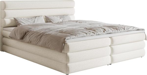 Selsey ALEGRE - Boxspringbett mit Bettkasten, Hellbeige, 180x200 cm