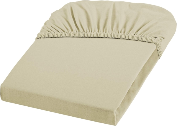 Fleuresse Fein-Jersey Spannbetttuch Bettlaken 180 x 200 cm - 200 x 200 cm Elastan 2043 sand