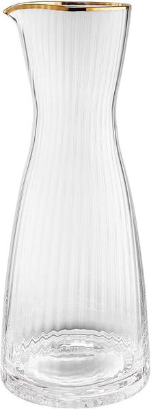 BUTLERS Karaffe GOLDEN TWENTIES Karaffe mit Goldrand und Rillen 1l, Karaffe mit Goldrand 1l - mundgeblasenes Glas