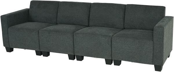 Modular 4-Sitzer Sofa Couch Lyon, Stoff/Textil ~ anthrazit-grau