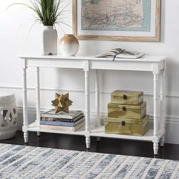 SAFAVIEH Modern Wooden Accent Table, in White, 130 X 35 X 80