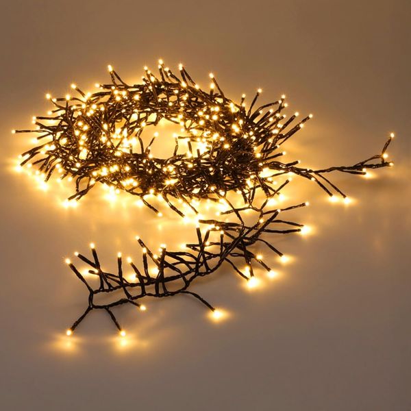 Spetebo LED-Lichterkette Büschel Lichterkette für Außen warm weiß, mit Timer und Netzstecker