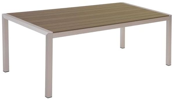 Gartentisch Kunststoff Heller Holzfarbton VERNIO
