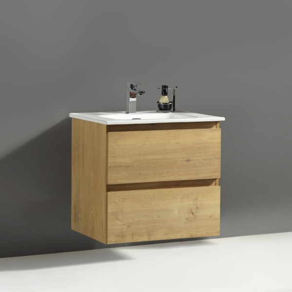 Alpenberger Badmöbel-Set - Badschrank Badezimmerschrank, (Waschbecken mit Überlauf, 2 Waschbeckenunterschrank Schubladen), Waschtisch mit Unterschrank 60 cm Breit