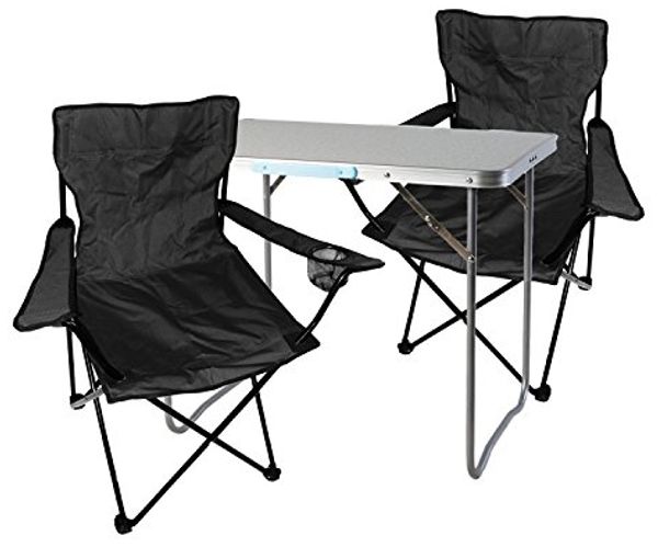 3-teiliges Campingmöbel Set Schwarz