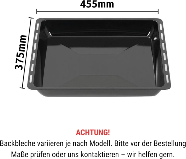 ICQN Backblech 455 x 375 mm Set, 30 und 60 mm Extra Tiefe mit Gitter, Emailliert, (Set, 3-St, 455x30 und 455x60 mm set mit Backofenrost), Passend für Bosch, Siemens, Neff, Constructa, Flavel, Fettpfanne Bild 2