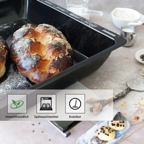 ICQN Backblech 455 x 375 mm Set, 30 und 60 mm Extra Tiefe mit Gitter, Emailliert, (Set, 3-St, 455x30 und 455x60 mm set mit Backofenrost), Passend für Bosch, Siemens, Neff, Constructa, Flavel, Fettpfanne Bild 5