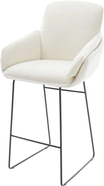 Barstuhl Luan-Flex Bouclé Soft Beige Kufengestell Metall Schwarz