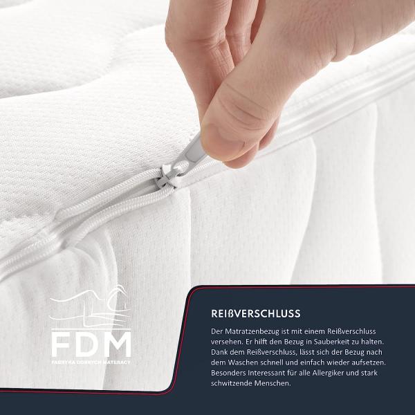 Matratze 80x200 cm Taschenfederkern 7 Zonen H3 H4 KEPLER Höhe 20 cm Jersey Bezug Bild 8