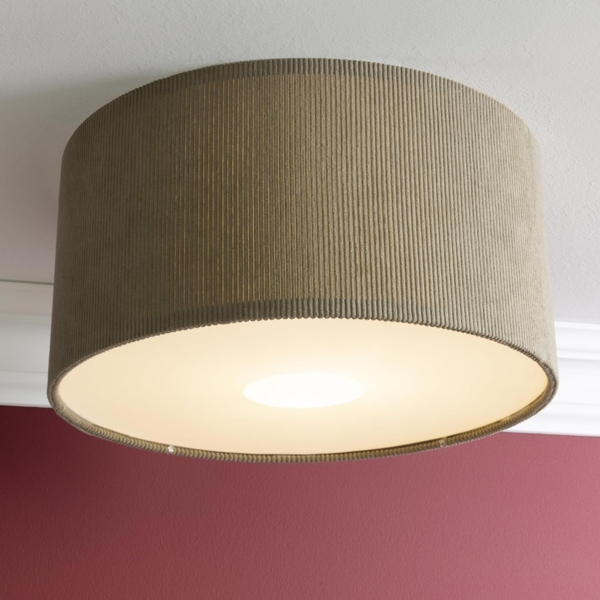 Lightbox Deckenleuchte, ohne Leuchtmittel, Retro Deckenlampe, Cord, Stoff, E27, 45cm, dekorativ, grau