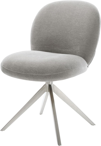 Drehstuhl Nube-Flex Strukturstoff Soft Grau Kreuzgestell breit Edelstahl 360° drehbar Wippfunktion Taschenfederkern
