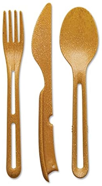 Koziol Besteck-Set 3-teilig Klikk, Reisebesteck, To-Go-Besteck, Kunststoff-Holz-Mix, Nature Wood, 8003702