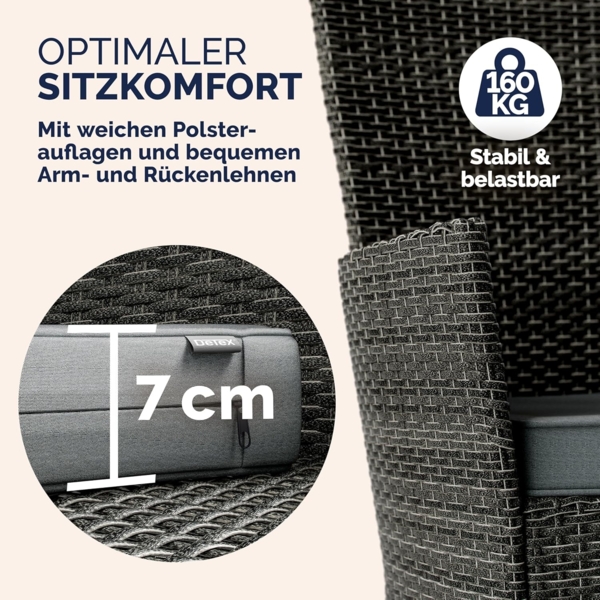 Casaria Garten-Essgruppe, (9-tlg), Polyrattan 8 Stühle Stapelbar 190x90cm Gartentisch Glas Wetterfest Bild 4