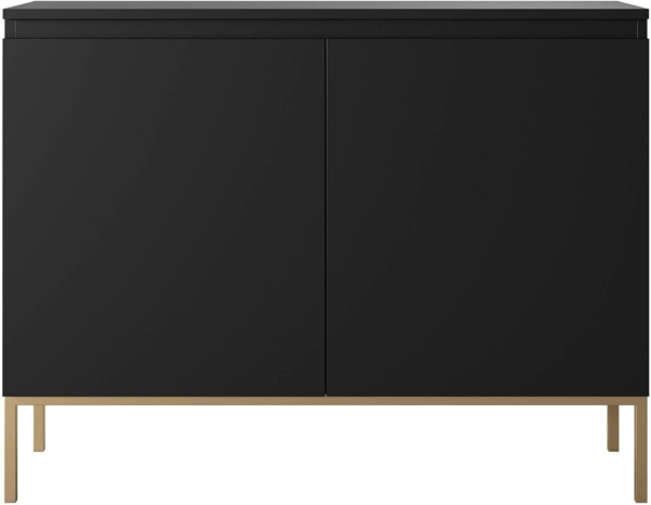 Selsey Bemmi - Sideboard 2-türig, Schwarz mit goldenem Gestell, 100 cm