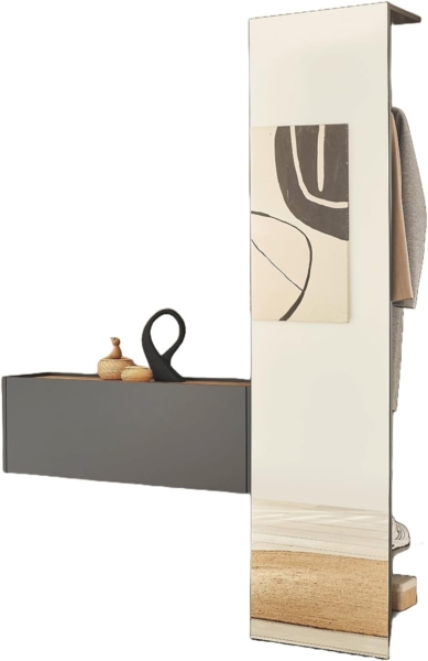 Garderobe Set 2-tlg. Center in grau matt und Eiche Wotan 150 x 200 cm