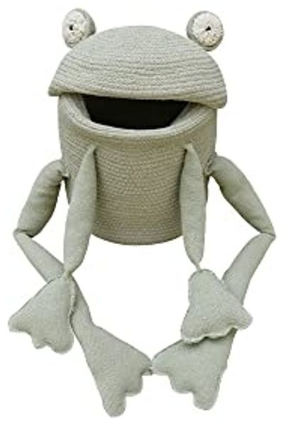 Aufbewahrungskorb \"Fred der Frosch\", aus Baumwolle, 23 x 35 cm, in olivgrün, von Lorena Canals