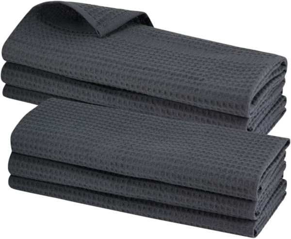 Engelland Geschirrtuch Poliertuch, (Vorteils-Set, 6-tlg, Waffel-Pique), 100 % Baumwolle, integrierte Aufhängeschlaufe, 70 x 50 cm