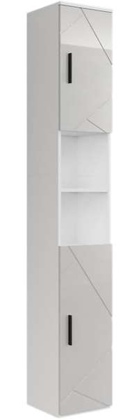 Hochschrank Irma Weiß/Weiß Hochglanz 30 x 190 cm mit 2 Türen Vicco