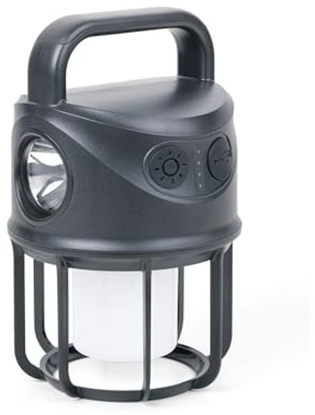 TROIKA LED Außen-Stehlampe Campinglampe NIGHT OWL, mit Akku und Powerbank – wiederaufladbar, LED fest integriert, Kaltweiß, Spotlight, Warmweiß, LED Camping Leuchte mit drei Lichtmodi, USB-C und IPX4 Schutz