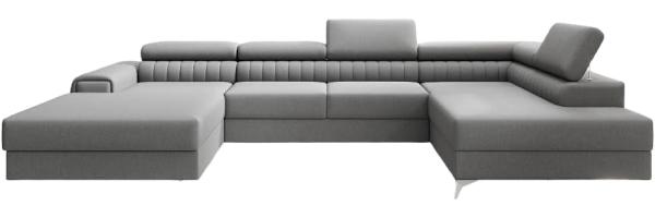 Designer Sofa Collina mit Schlaf- und Klappfunktion Stoff Grau Rechts