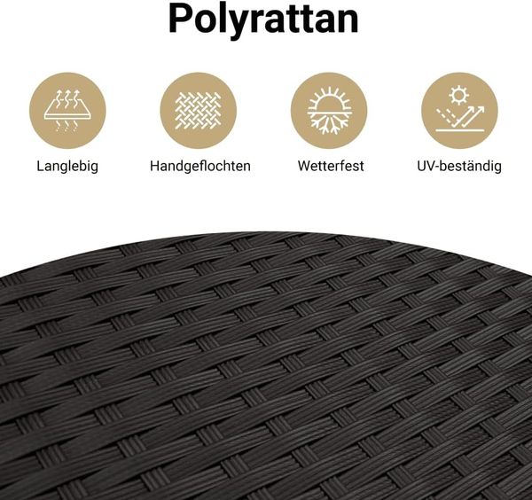 vidaXL 7-tlg. Garten-Sofagarnitur mit Kissen Schwarz Poly Rattan 3251053 Bild 4