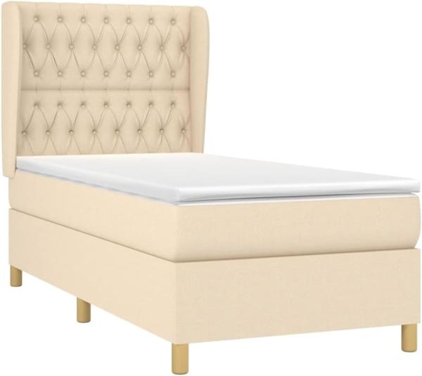 vidaXL Boxspringbett mit Matratze Creme 100x200 cm Stoff 3128746