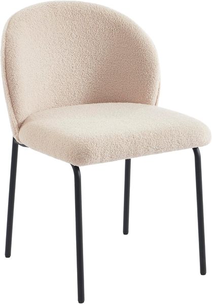 BAÏTA 2 Stühle Zana Stoff, Frottee, Taupe, Metallfüße, Schwarz