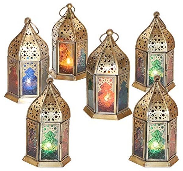 Orientalische Glas-Windlichter Nael Multifarbig 6er Set