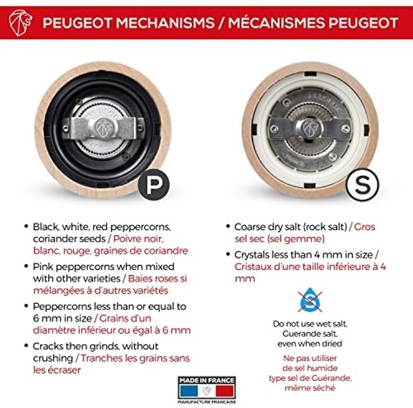 PEUGEOT - Set Paris u‘Select 18cm (Pfeffermühle + Salzmühle) - 6 Mahlgrade - Zirlion-Mahlwerk für pulverfeines Salz - Aus PEFC-zertifiziertem Holz - Französisches Know-how - Naturfarben Bild 3